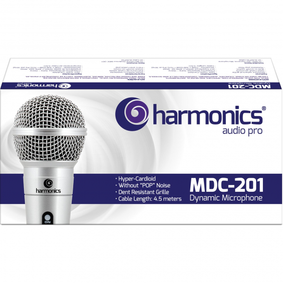 Microfone Dinâmico Supercardióide Cabo 4,5m MDC201 Prata HARMONICS