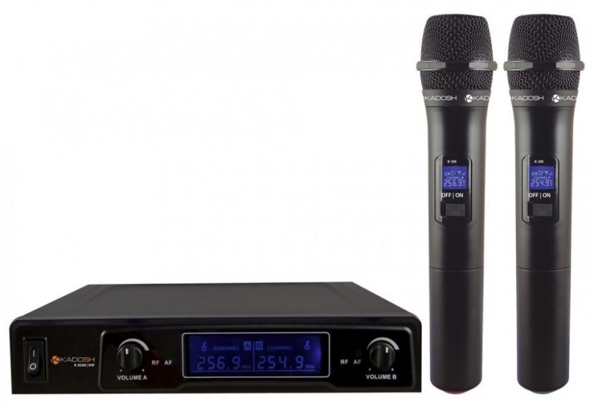 Microfone de Mão Duplo sem Fio Kadosh K-302M VHF Preto - Bivolt