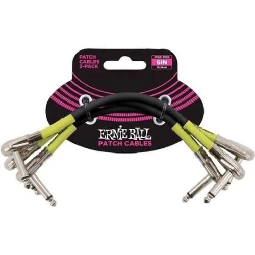 Cabo Pedal Ernie Ball 6" 15,24 cm Plug Flat C/3 P006059 Preto 