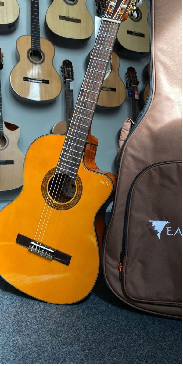 Violão Eagle ch 800 Clássico Vintage Cutaway Ativo Nylon Com Bag Deluxe 