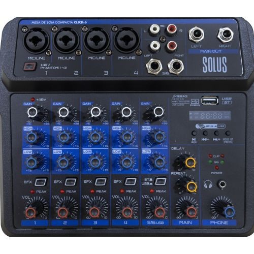 Mesa de Som 6 Canais Mc6bt Interface Soundvoice 