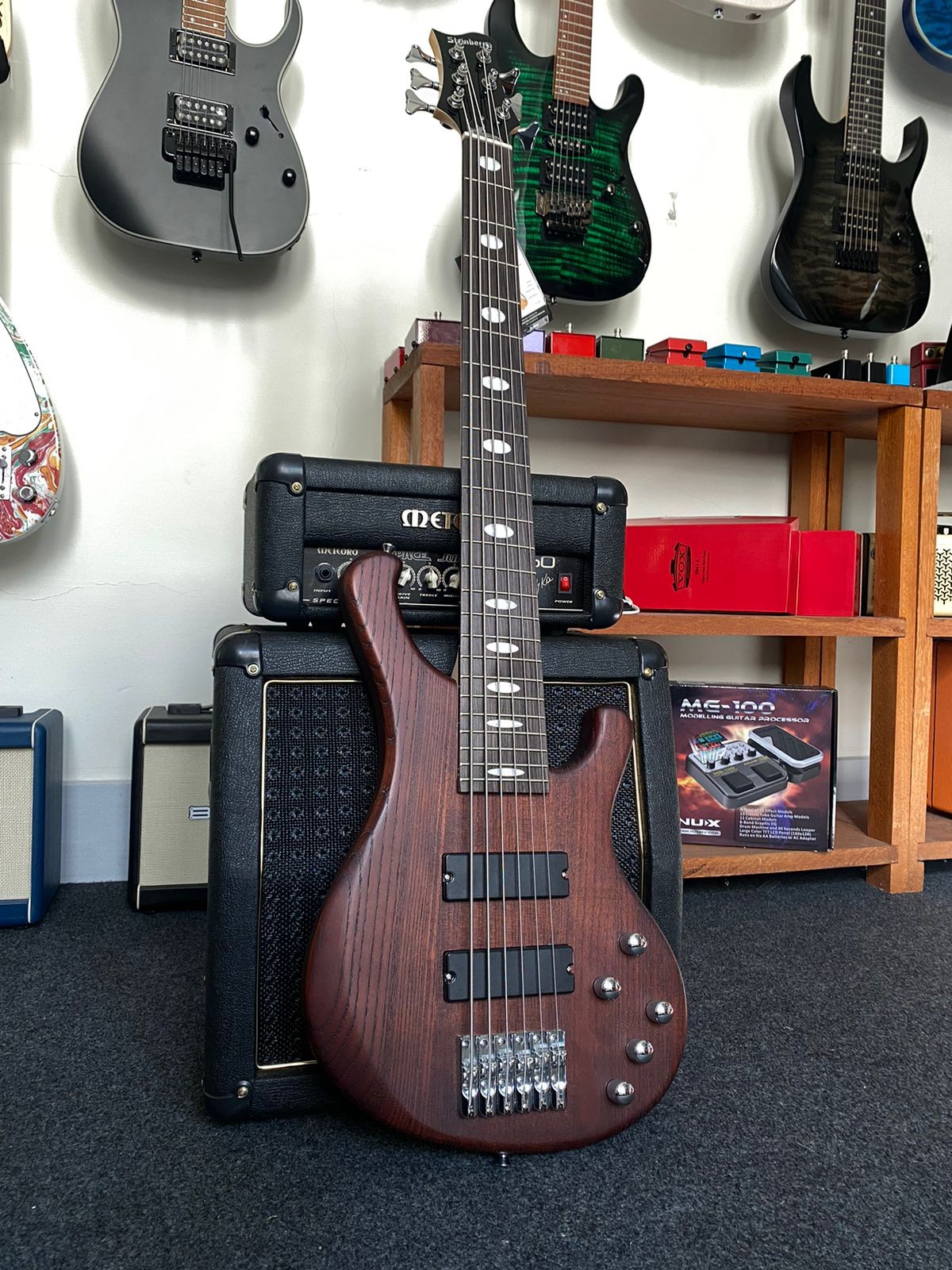 Contrabaixo Strinberg Sab-66 dw 6 Cordas Ativo Dark Wood 