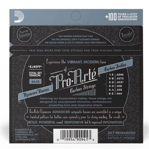 Encordoamento Violão Nylon D’addario Ej45ff Pro-arté Carbon Tensão Normal 