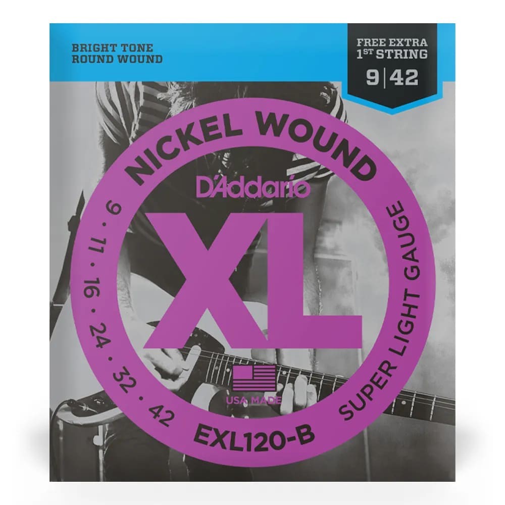 Encordoamento Para Guitarra 09-42 Com Corda Extra Pl009 D'addario xl Nickel Exl120-b 