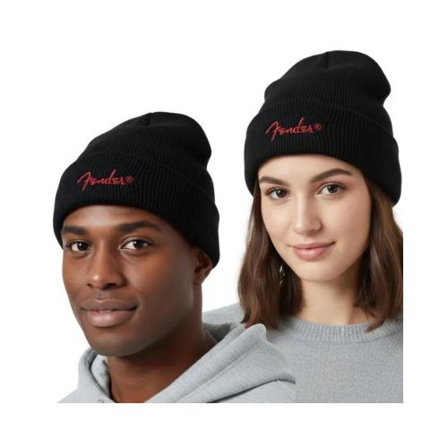 Touca Gorro Fender Lifestyle Preto Bordado Vermelho 