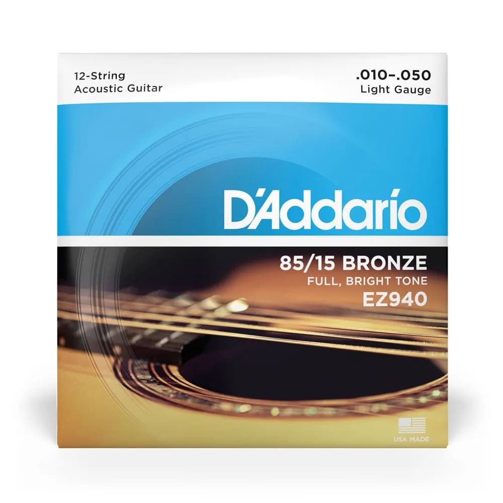 Encordoamento Para Violão Aço 12 Cordas 10-50 D'addario 85/15 Bronze Ez940 
