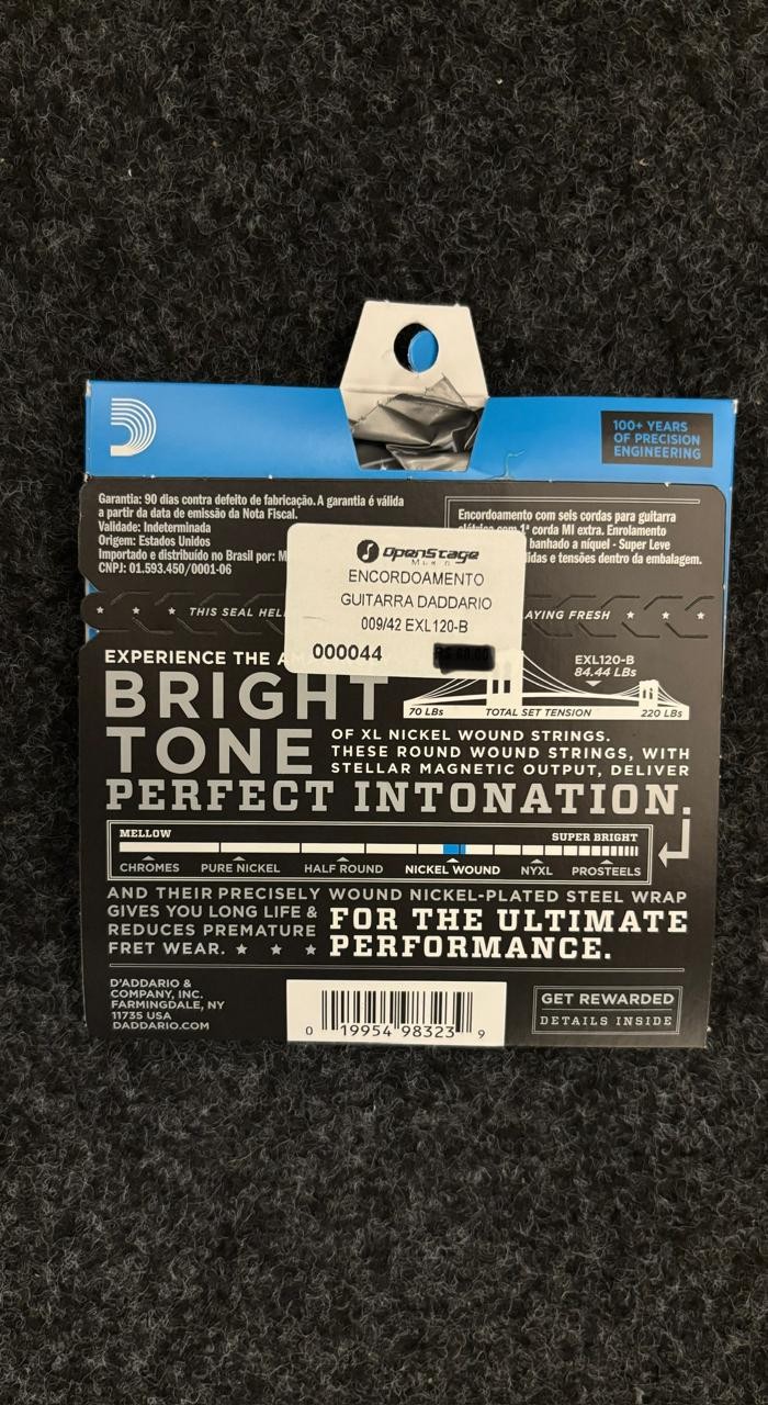 Encordoamento Para Guitarra 09-42 Com Corda Extra Pl009 D'addario xl Nickel Exl120-b