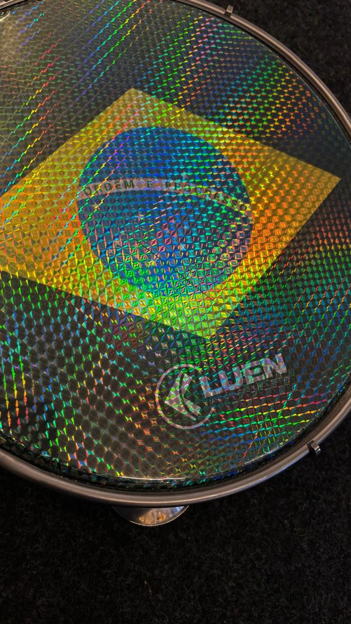 Pandeiro Luen 10 Profissional Pele Bandeira Aro Abs Cor Amarelo 