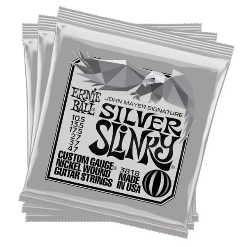 Encordoamento Ernie Ball John Mayer Silver Slinky 0105-047 P03818 Pack Com 3 Para Guitarra 