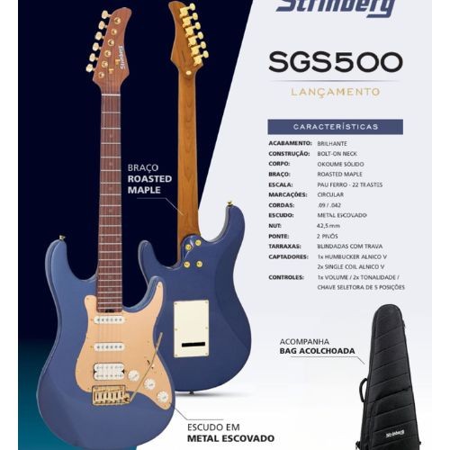 Guitarra Strinberg  Sgs500 Hss Metalic Blue Acompanha Bag 
