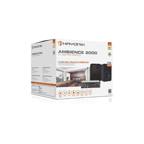 Kit Som Ambiente Hayonik Ambience 2000 od v2 Preto 200w Bluetooth Usb fm óptico 