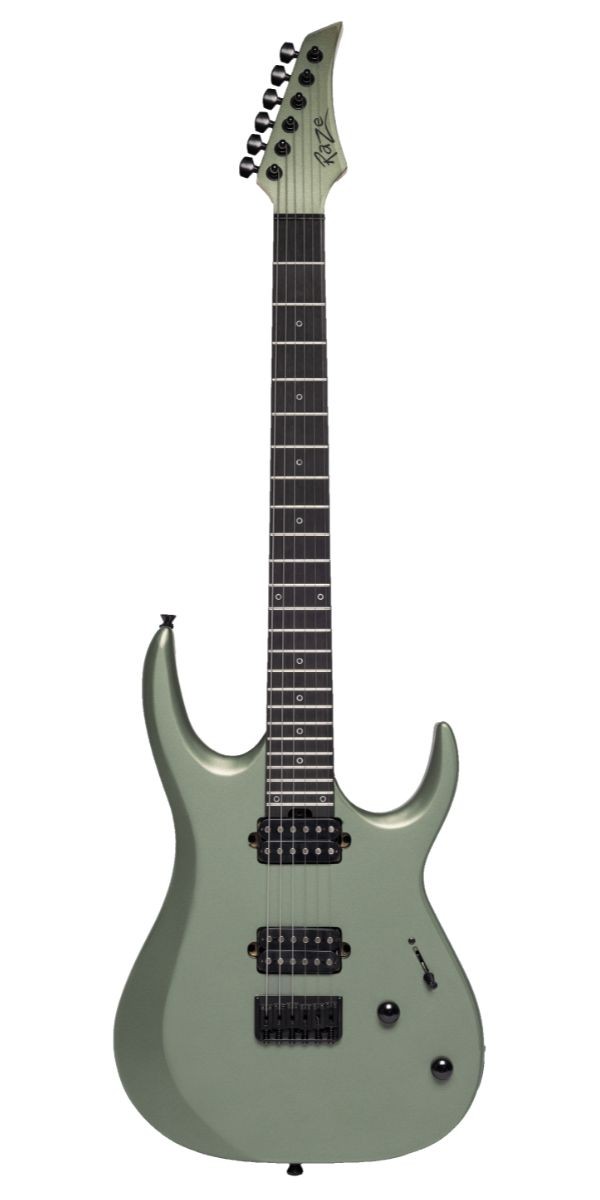 Guitarra Michael Raze Gmr400 og Olive Green Superstrato hh Hardtail Satin 
