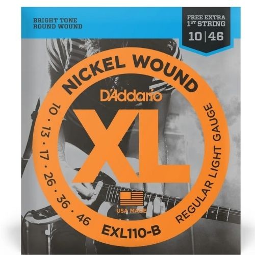 Encordoamento Para Guitarra 10-46 Com Corda Extra Pl010 D'addario xl Nickel Exl110-b 