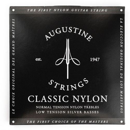 Encordoamento Augustine Classic Black Violão Nylon Agudos Normais e Baixos Prateado 