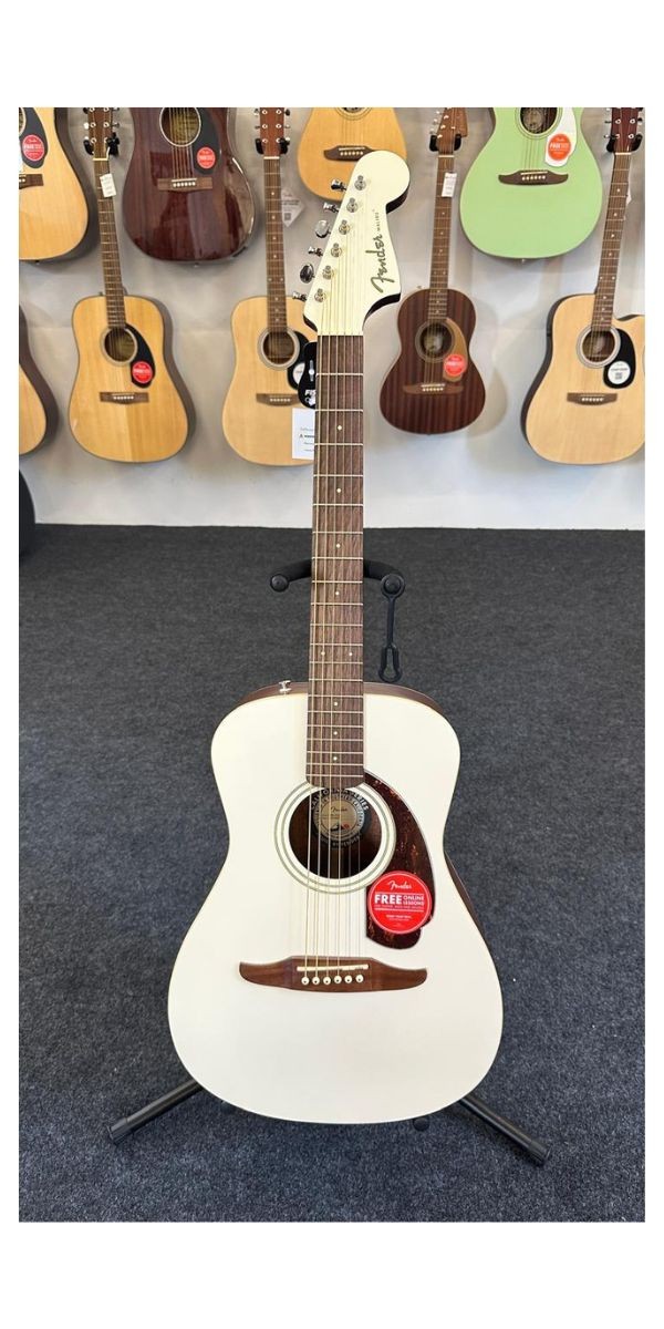 Violão Aço Elétrico Fender Malibu Player California Olympic White 