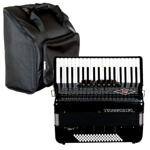 Acordeon Todeschini 37 Teclas e 80 Baixos Preto Com Bag Yw870 Gaita 