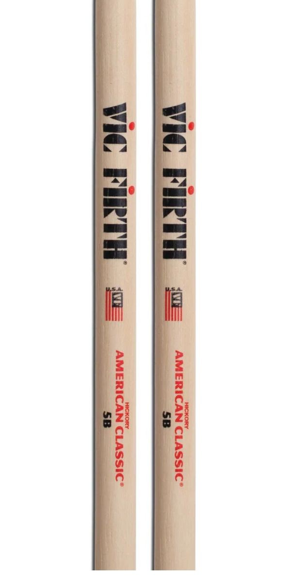 Baqueta Vic Firth American Classic 5b Ponta de Madeira Hickory Para Bateria 