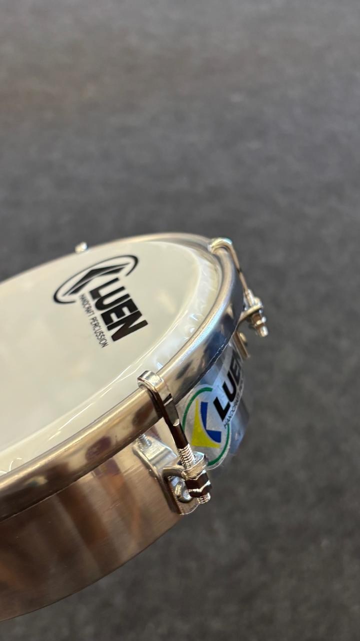 Tamborim 6" Alumínio Luen 6 Afin Cromada Pele Leitosa Serie Guetto 