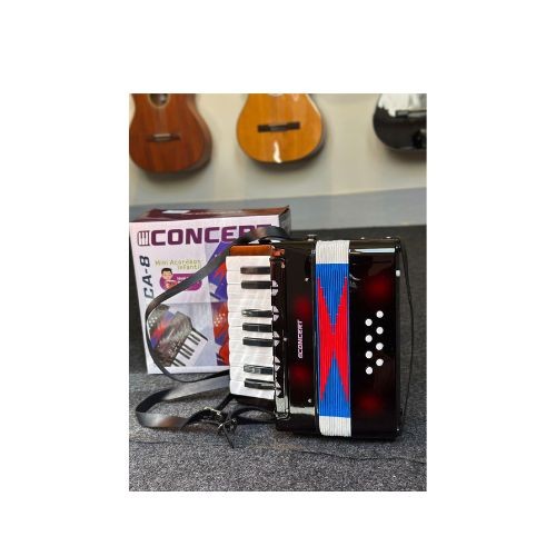 Acordeon Infantil Concert Ca8 bk Preto 8 Baixos 17 Teclas Sanfona Infantil 