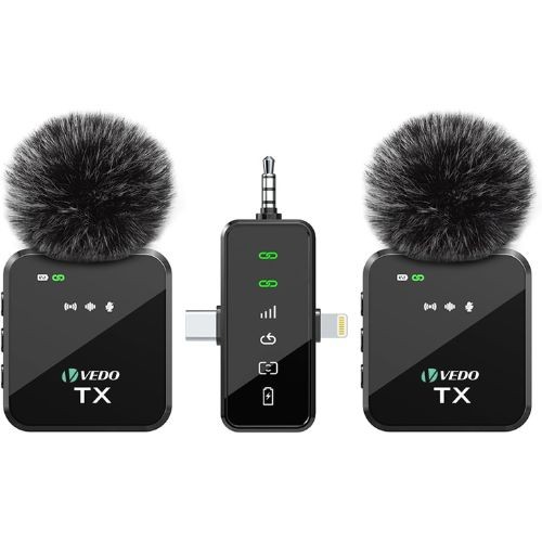 Microfone de Lapela Sem Fio Vedo Vd-gt19 3 em 1 | Iphone, Android e Câmera 