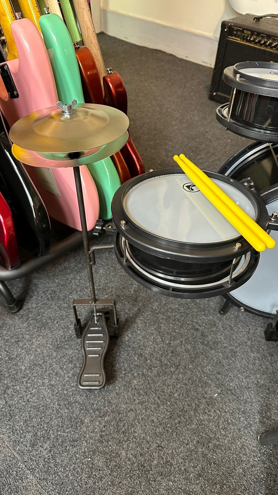 Bateria Infantil Luen Star Kids Preta Completa 