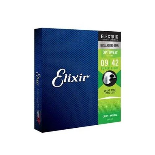 Encordoamento Elixir 19027 Custom Light 009–046 Para Guitarra Optiweb Nickel 
