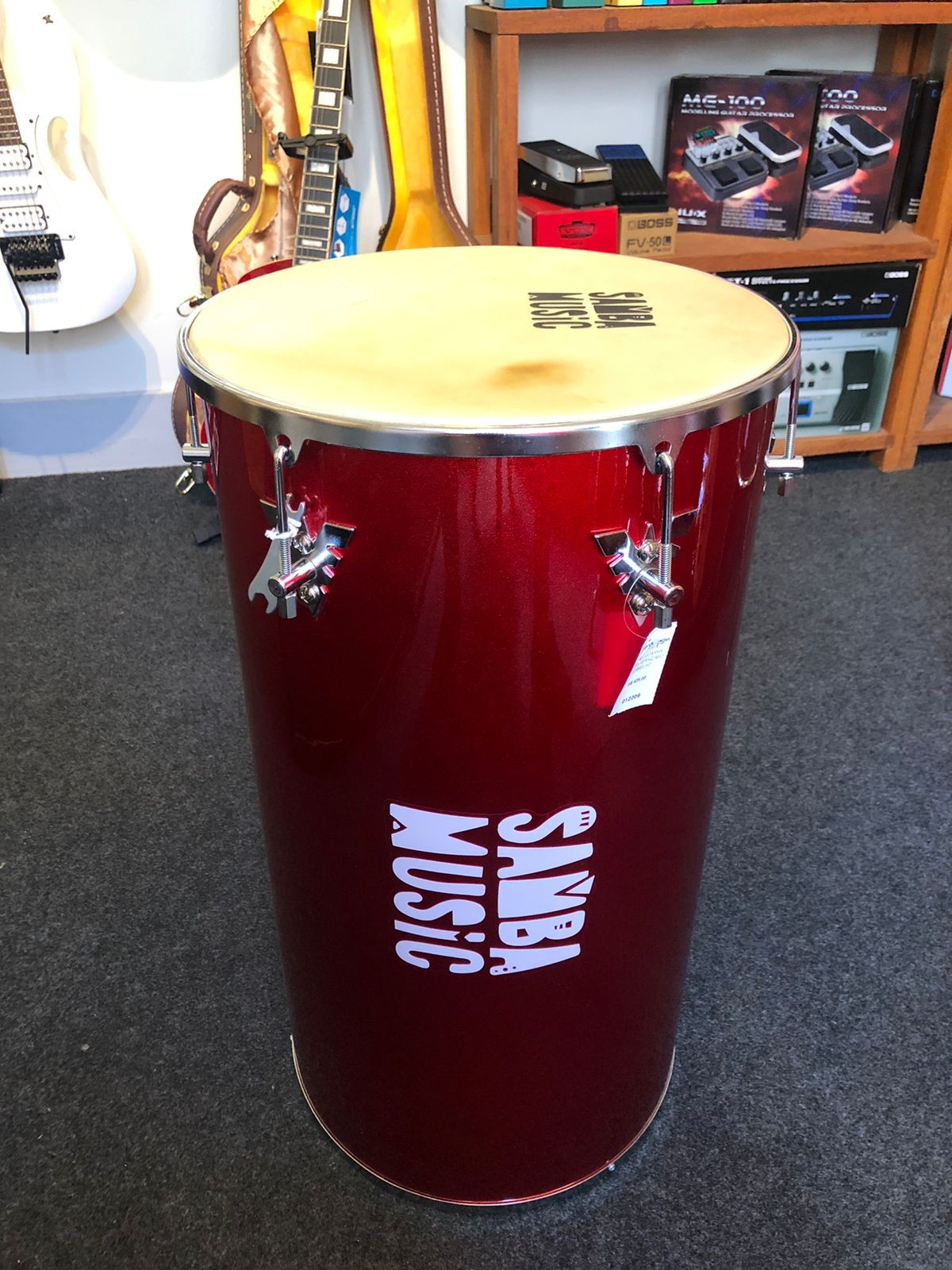 Tantam Samba Music 70x14'' Madeira Com Pele Animal Vermelho Sparkle 