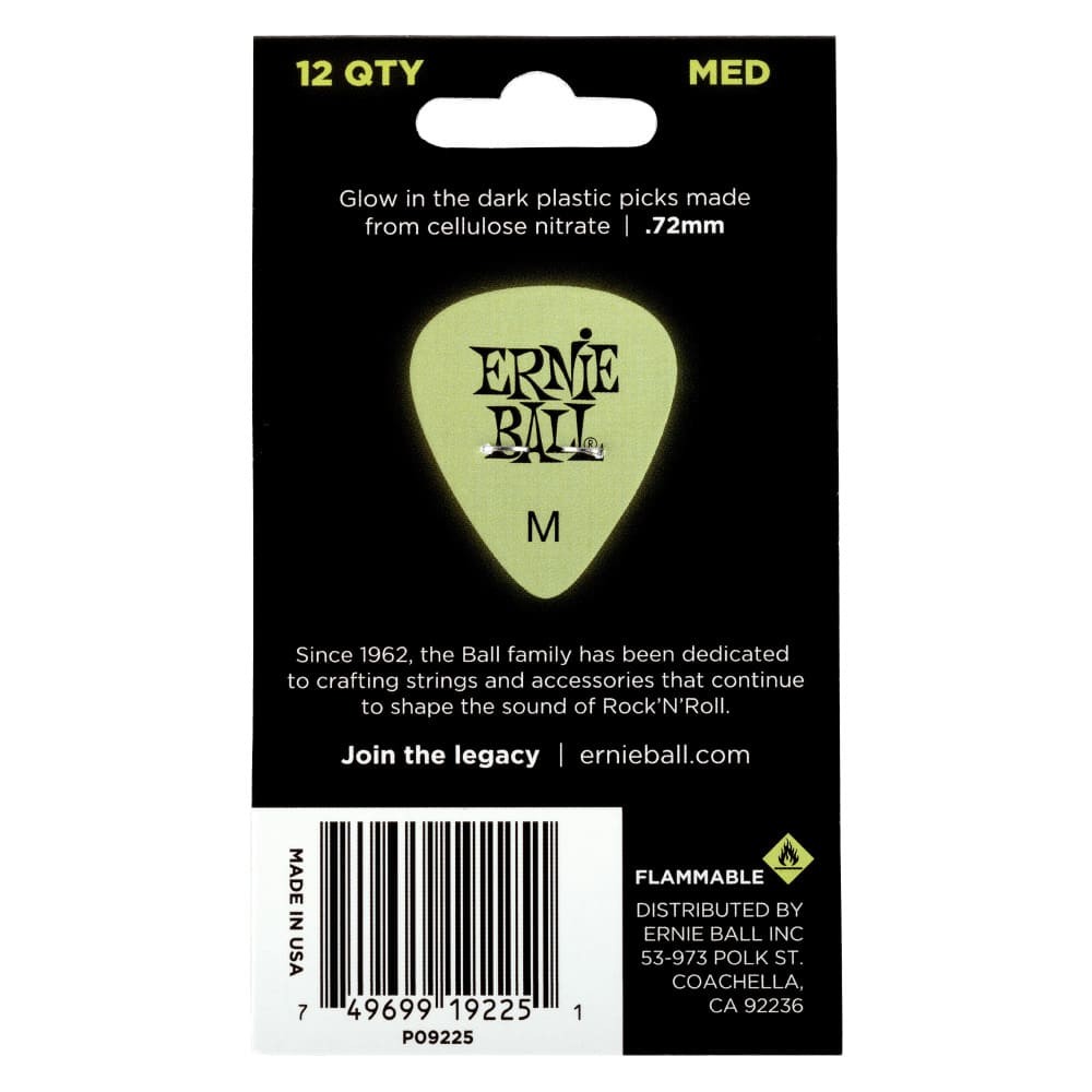 12 Palhetas Ernie Ball Super Glow Media Brilha Escuro P09225 