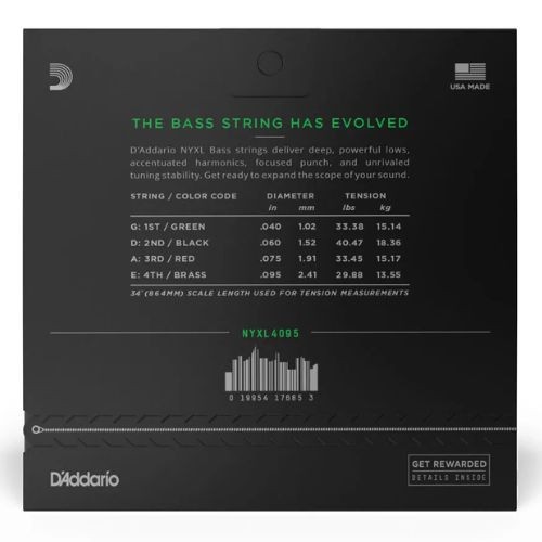 Encordoamento Baixo D’addario Nyxl4095 040-095 Super Light Long Scale 