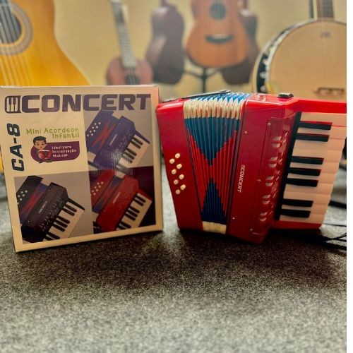 Acordeon Infantil Concert Ca8 rd Vermelho Sanfona Compacta Para Iniciantes 