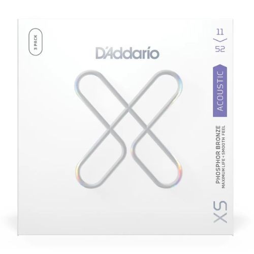 Encordoamento Violão Aço D’addario Xsapb1152-3p 011-052 xs Phosphor Bronze 3 Jogos 