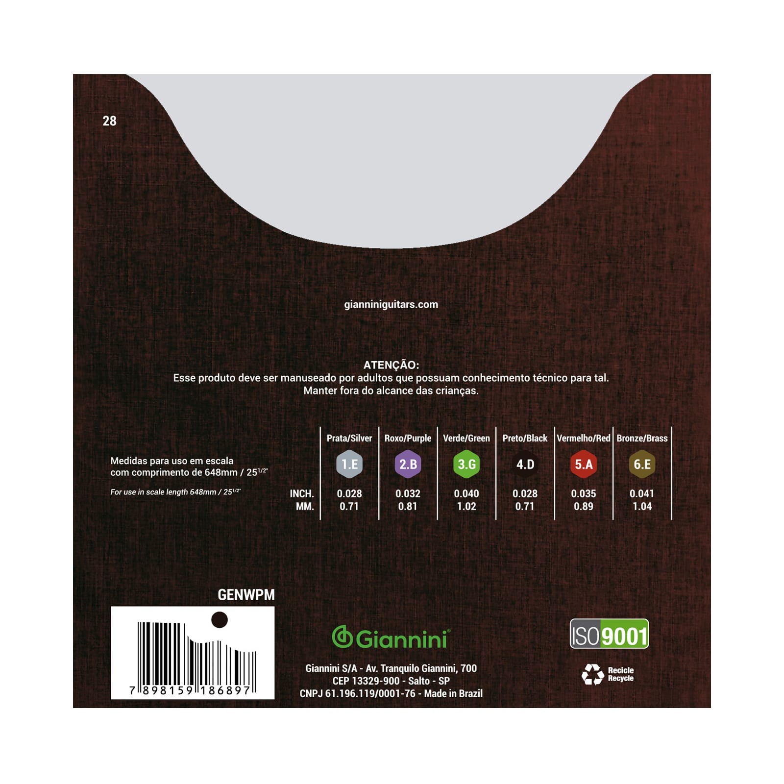 Encordoamento Violão Nylon Giannini 65/35 Prateado Med Genwpm 