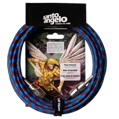Cabo Santo Angelo Angel tx Têxtil P10 x P10 4,57m Para Guitarra, Violão e Instrumentos 