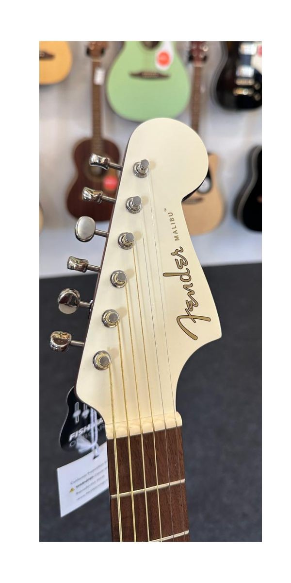 Violão Aço Elétrico Fender Malibu Player California Olympic White 