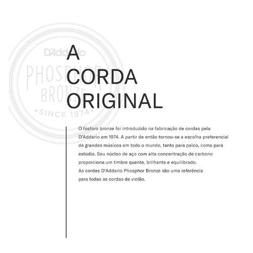 Encordoamento Para Violão Aço 12-53 Semi-flat D'addario Flat Tops Phosphor Bronze Eft16 
