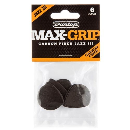 Kit 6 Palhetas Dunlop Max Grip Carbon Fiber Jazz Iii471p 