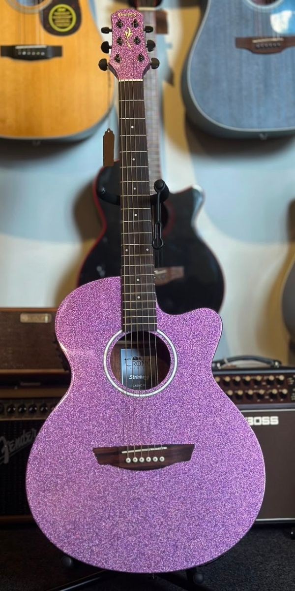 Violão Strinberg Ca50c pp Cromo Purple Sparkle Eletroacústico de Aço Com Cutaway 