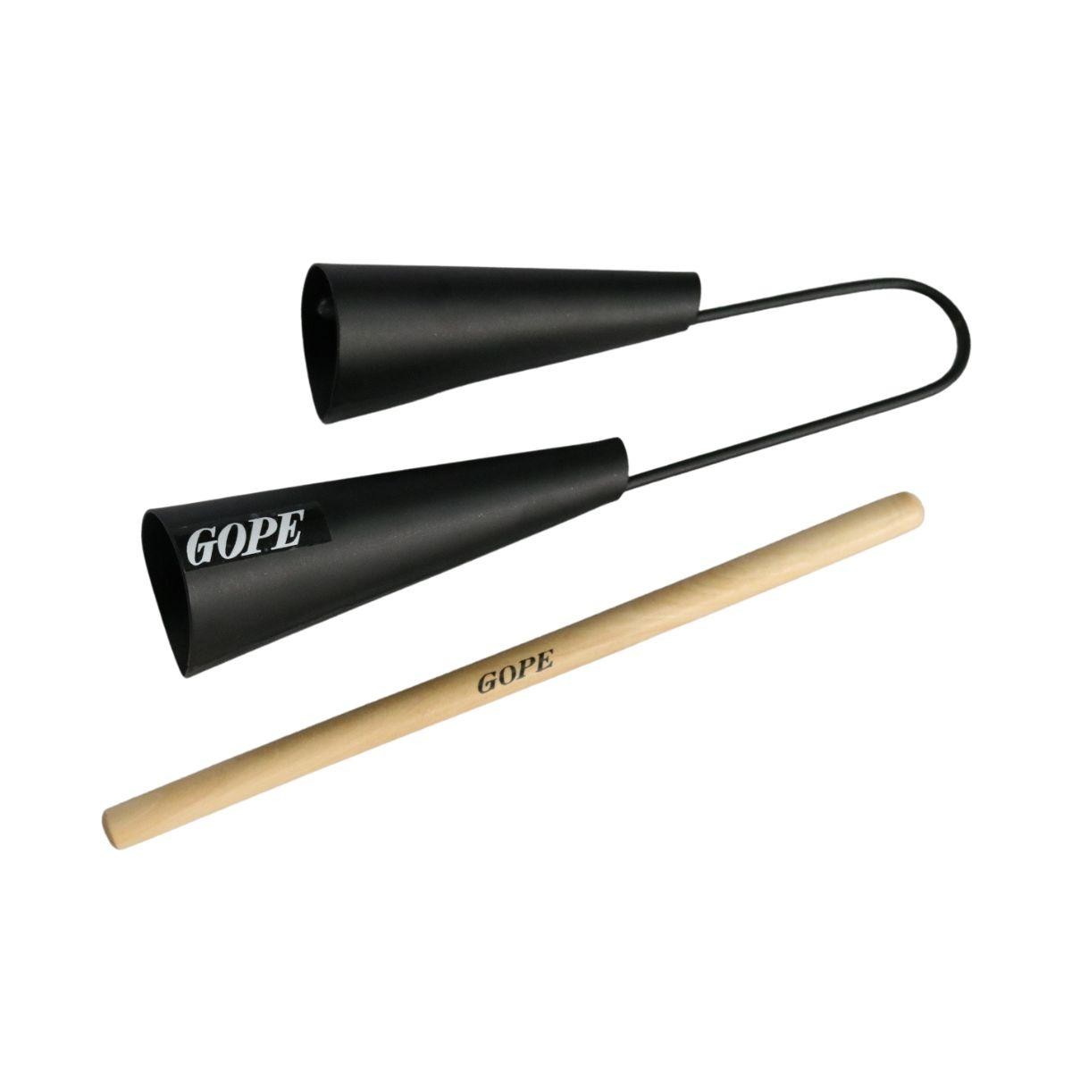 Agogô Duplo Gope Preto Profissional Com Baqueta 678 
