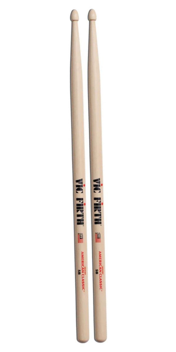Baqueta Vic Firth American Classic 5b Ponta de Madeira Hickory Para Bateria 