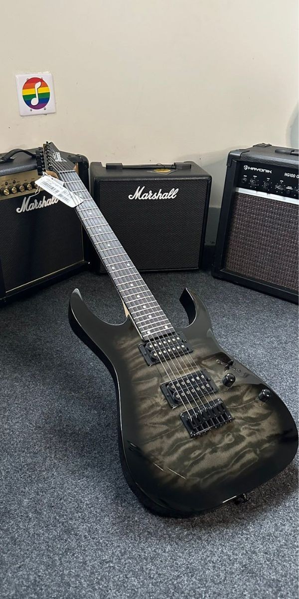 Guitarra Ibanez Grg 7221 qa hh 7 Cordas Transparent Black Sunburst Tks 