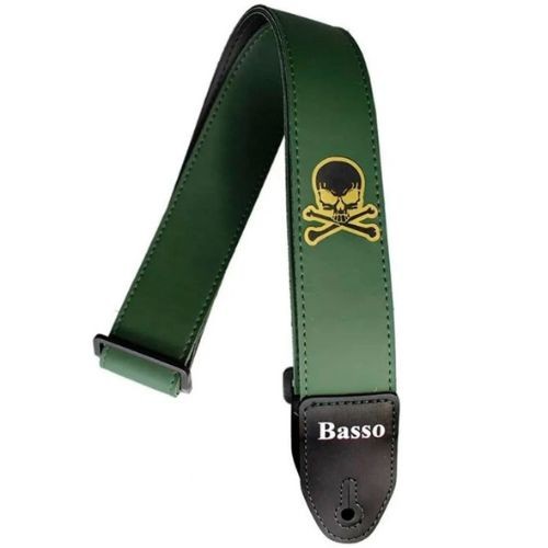 Correia Basso sf 128 Verde Musgo Caveira Para Guitarra, Violão e Baixo 