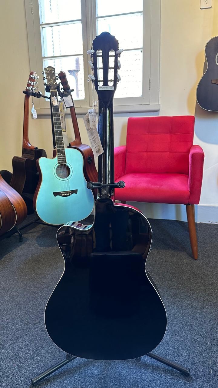 Violão Giannini Sf-14 Ceq Aço Preto Flat Eletroacústico