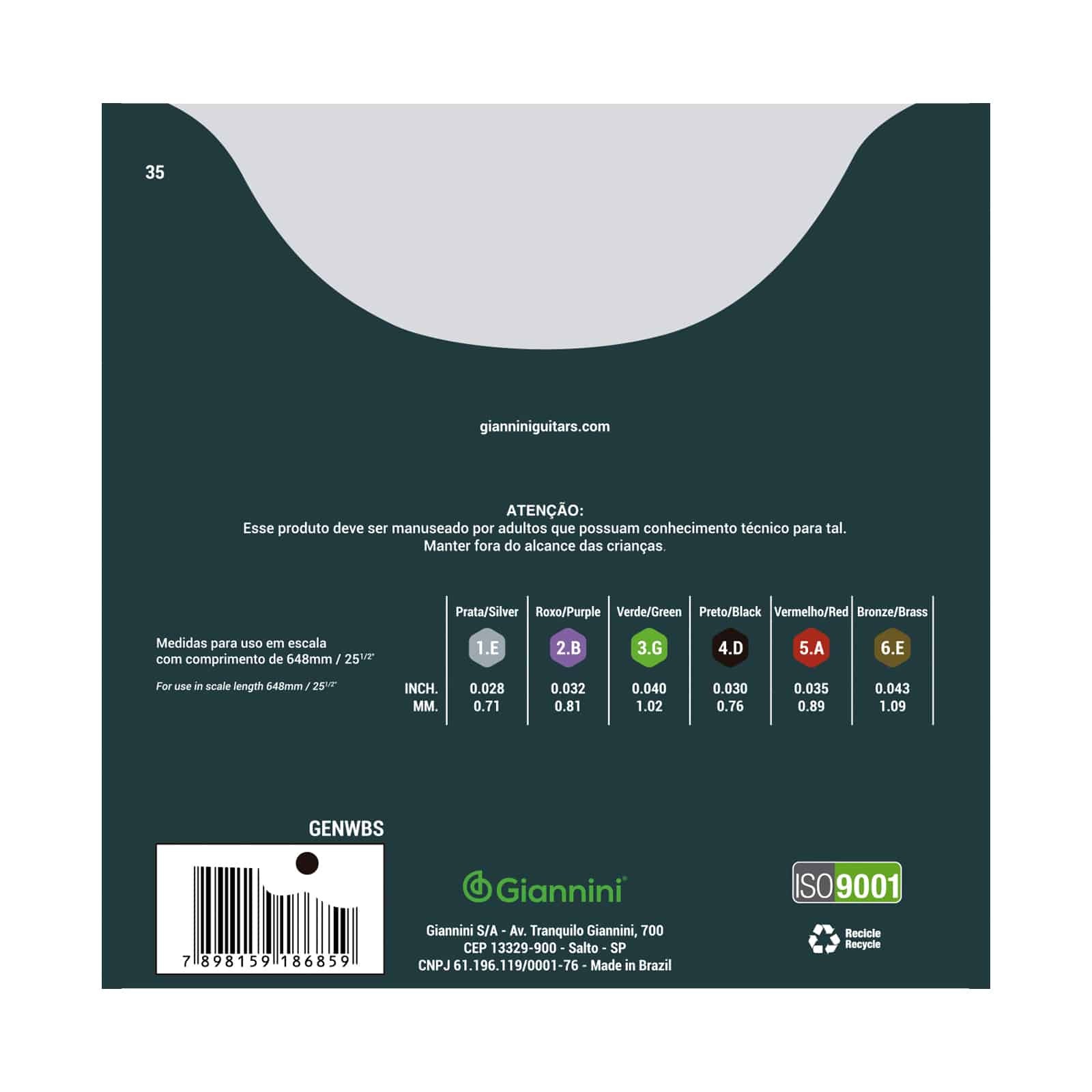 Encordoamento Violao Nylon Giannini Preto Prata Genwb 