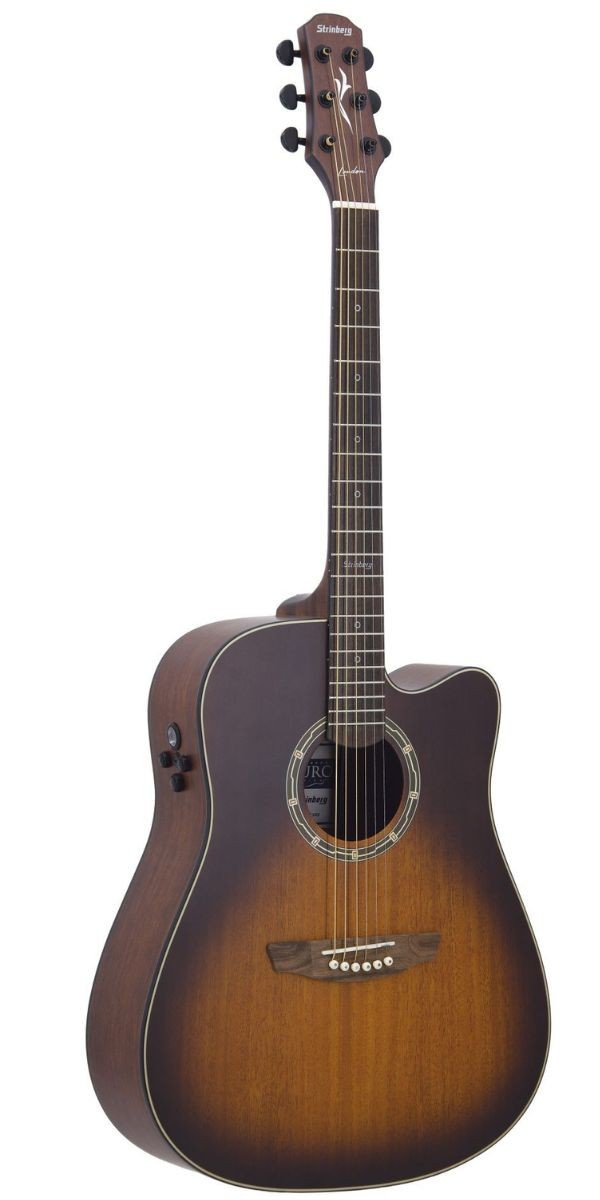 Violão Strinberg London Le50c Vss Folk Aço Eletroacústico Vintage Sunburst Fosco Com Tampo Sólido e Capa 