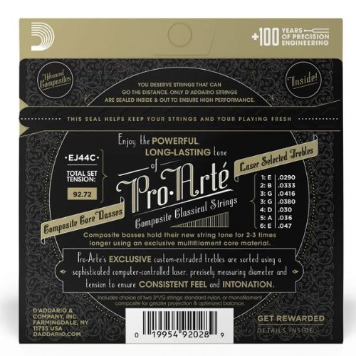 Encordoamento Violão Nylon D'addario Ej44c Pro-arté Composite Core Tensão Extra Pesada 