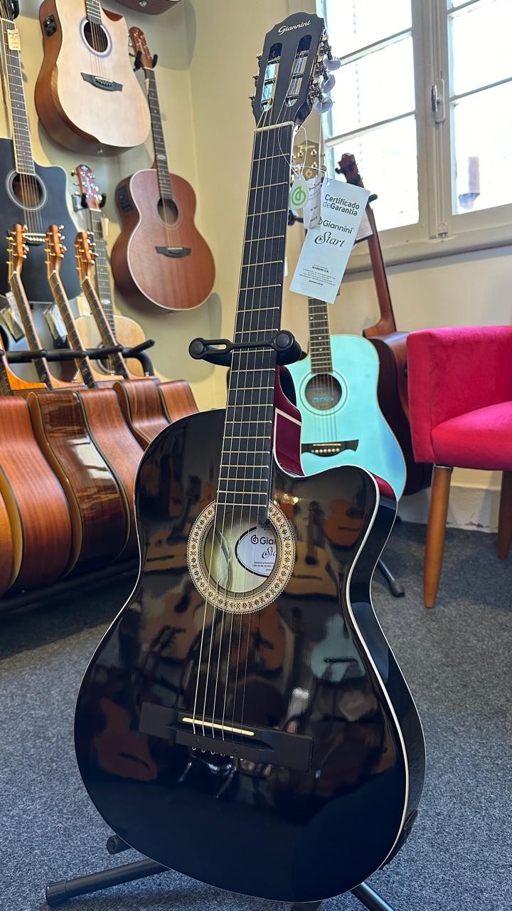 Violão Giannini Sf-14 Ceq Aço Preto Flat Eletroacústico