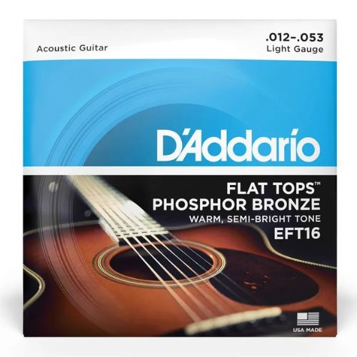 Encordoamento Para Violão Aço 12-53 Semi-flat D'addario Flat Tops Phosphor Bronze Eft16 