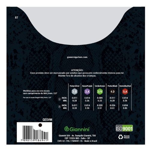 Encordoamento Giannini Viola Cobra Media Gesvm 