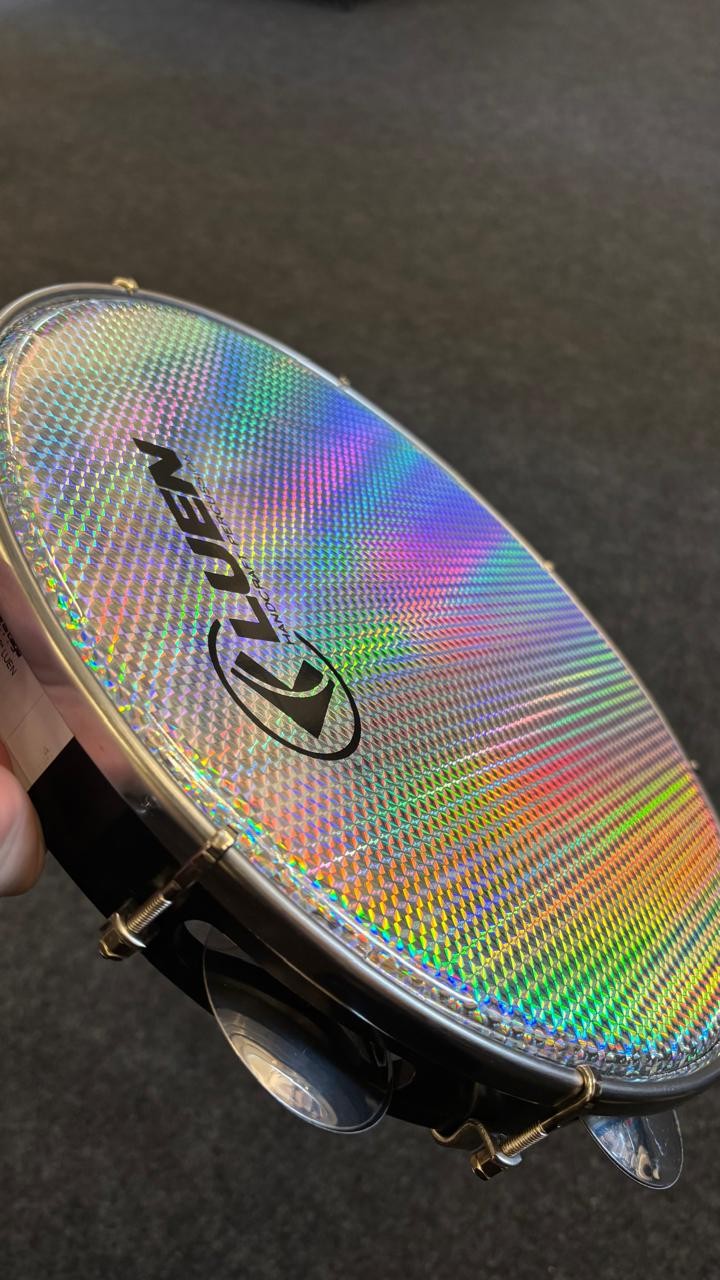 Pandeiro 12" Luen Preto Pele Holográfica 