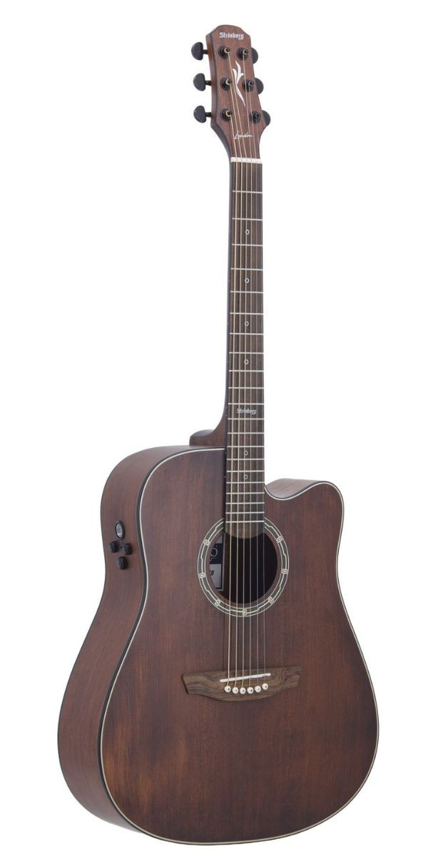 Violão Strinberg London Le50c Sms Folk Aço Eletroacústico Smoked Satin Fosco Com Tampo Sólido e Bag 